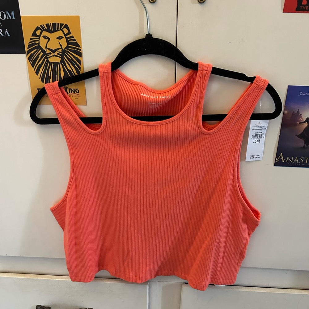 Vibrant Orange Ribbed Tank Top
